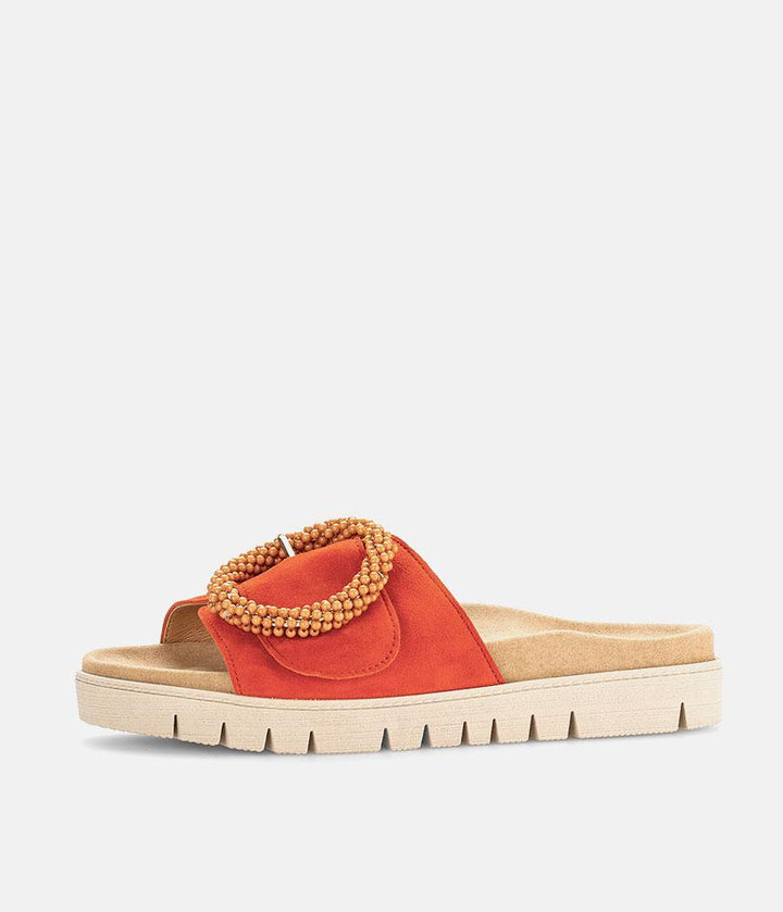 Gabor Stylish Pumpkin Orange Suede Mule Sandals