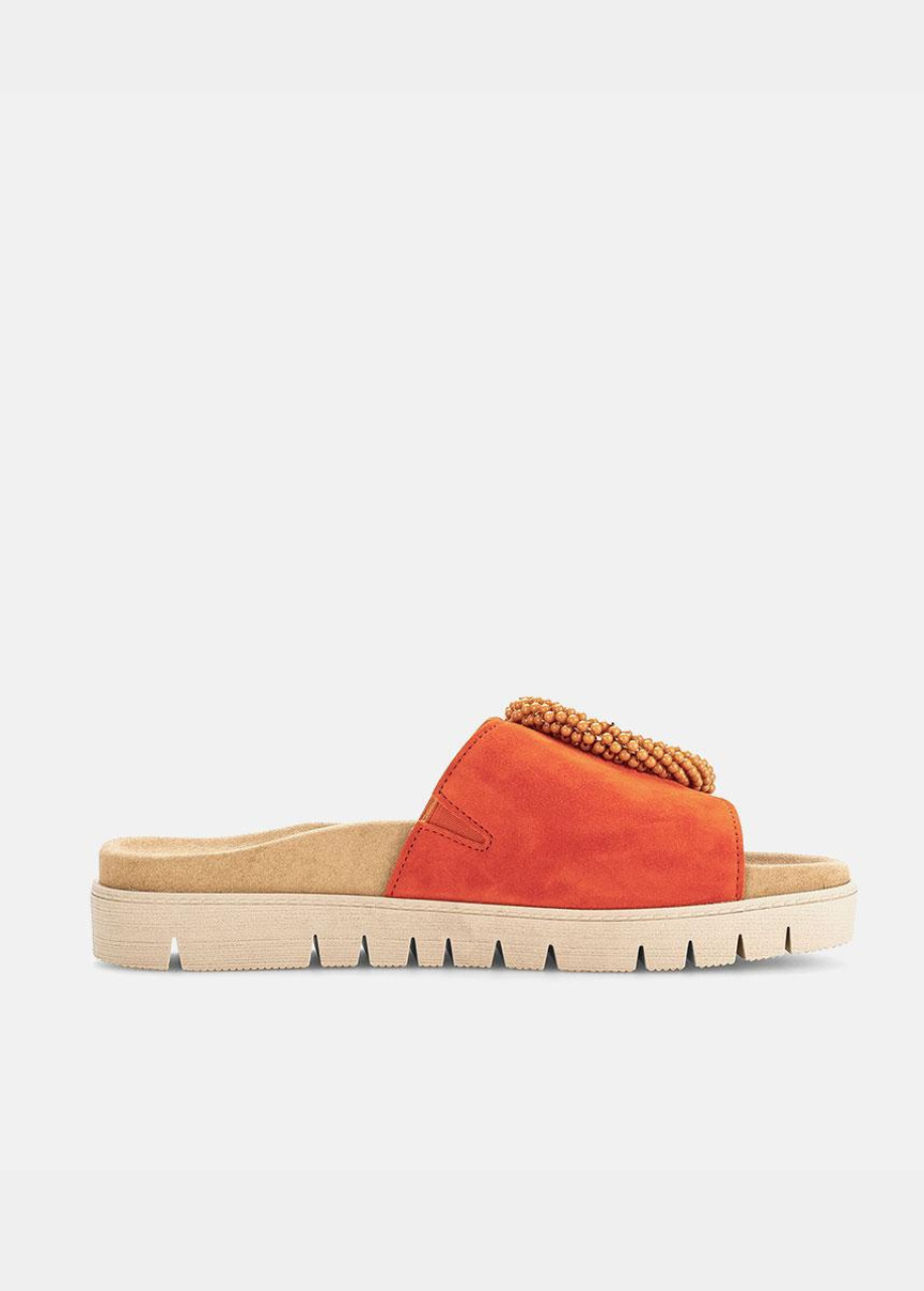 Gabor Stylish Pumpkin Orange Suede Mule Sandals