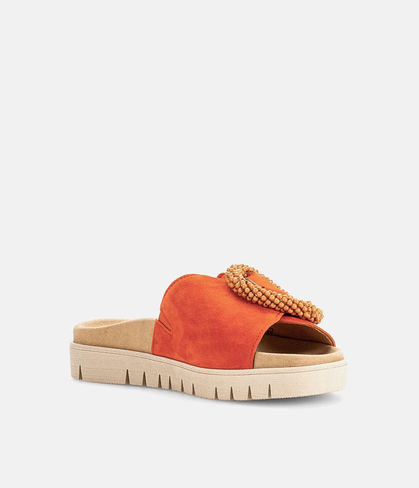 Gabor Stylish Pumpkin Orange Suede Mule Sandals