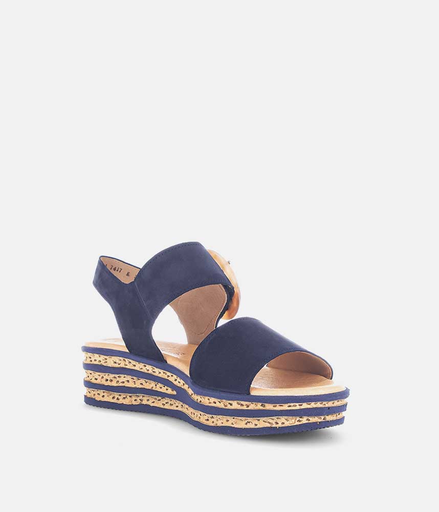 Gabor Stylish Navy Wedge Sandals