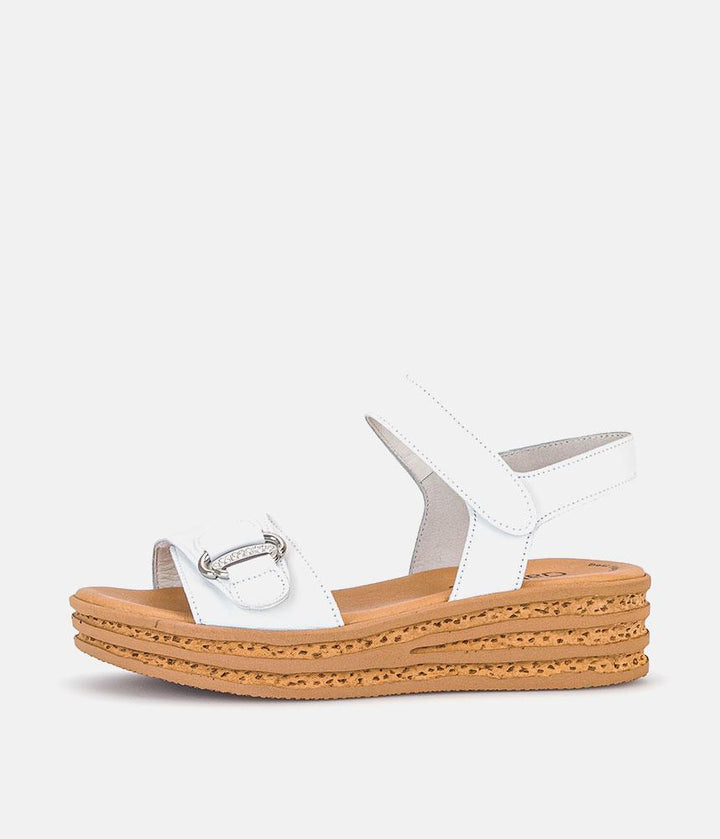 Gabor Stylish White Leather Wedge Sandals