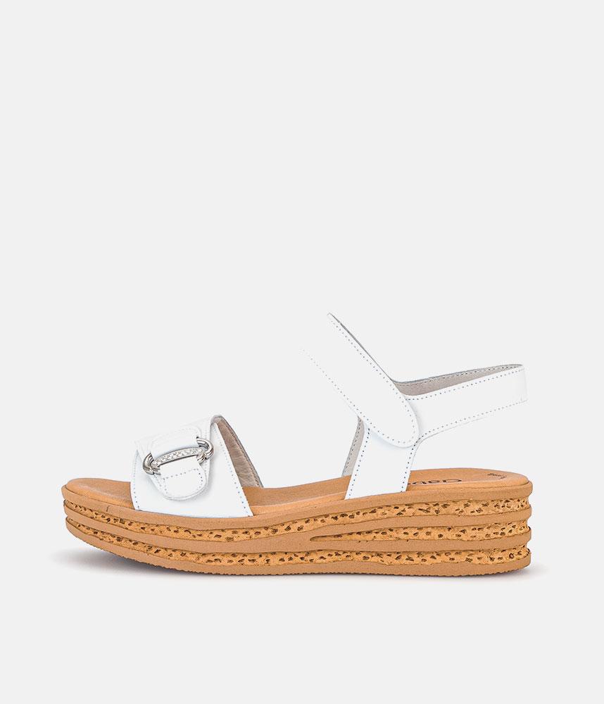 Gabor Stylish White Leather Wedge Sandals