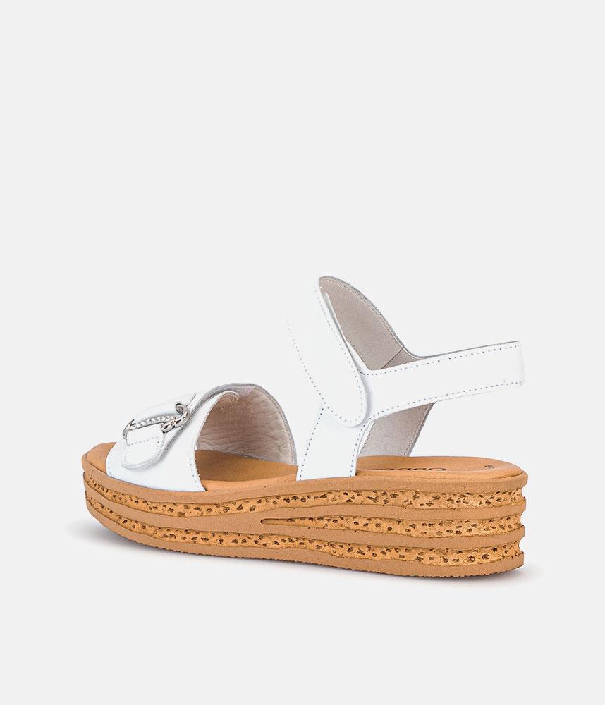 Gabor Stylish White Leather Wedge Sandals