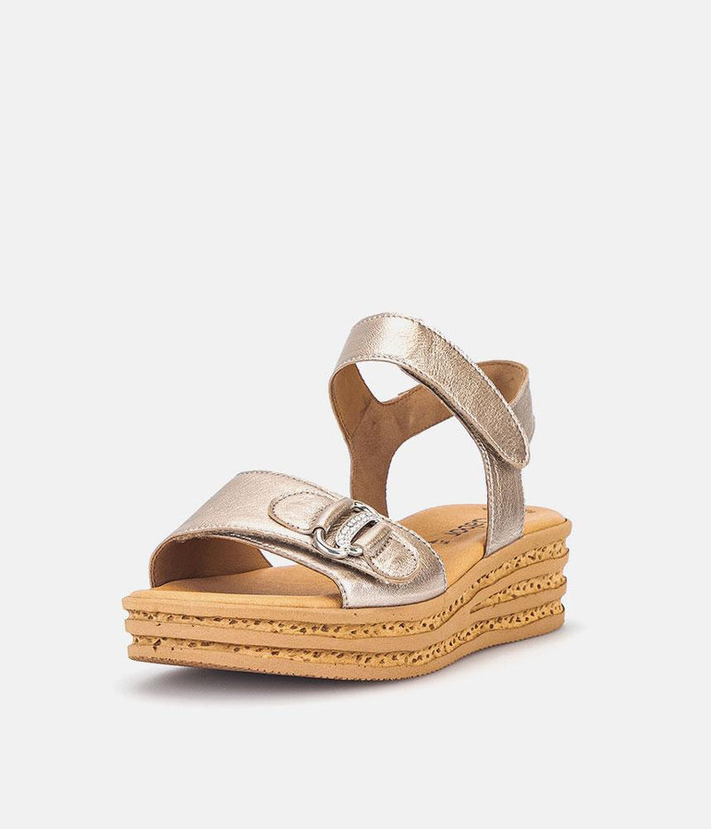 Gabor Glam Metallic Gold Wedge Sandals