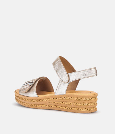 Gabor Glam Metallic Gold Wedge Sandals