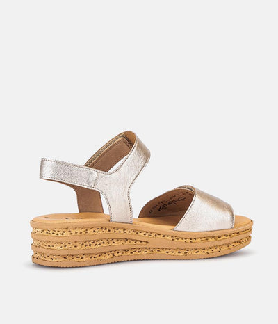 Gabor Glam Metallic Gold Wedge Sandals