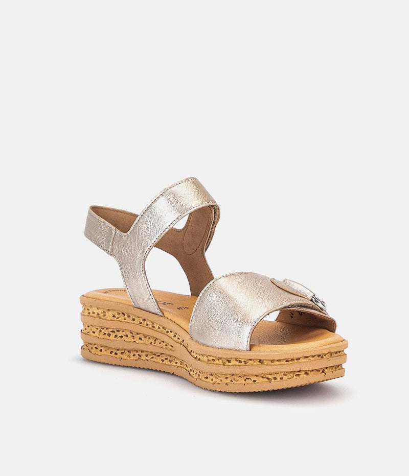 Gabor Glam Metallic Gold Wedge Sandals