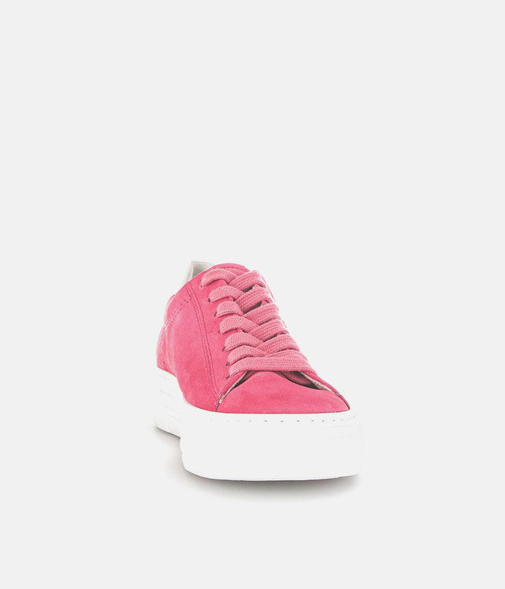 Gabor Trendy Pink Suede Platform Trainers