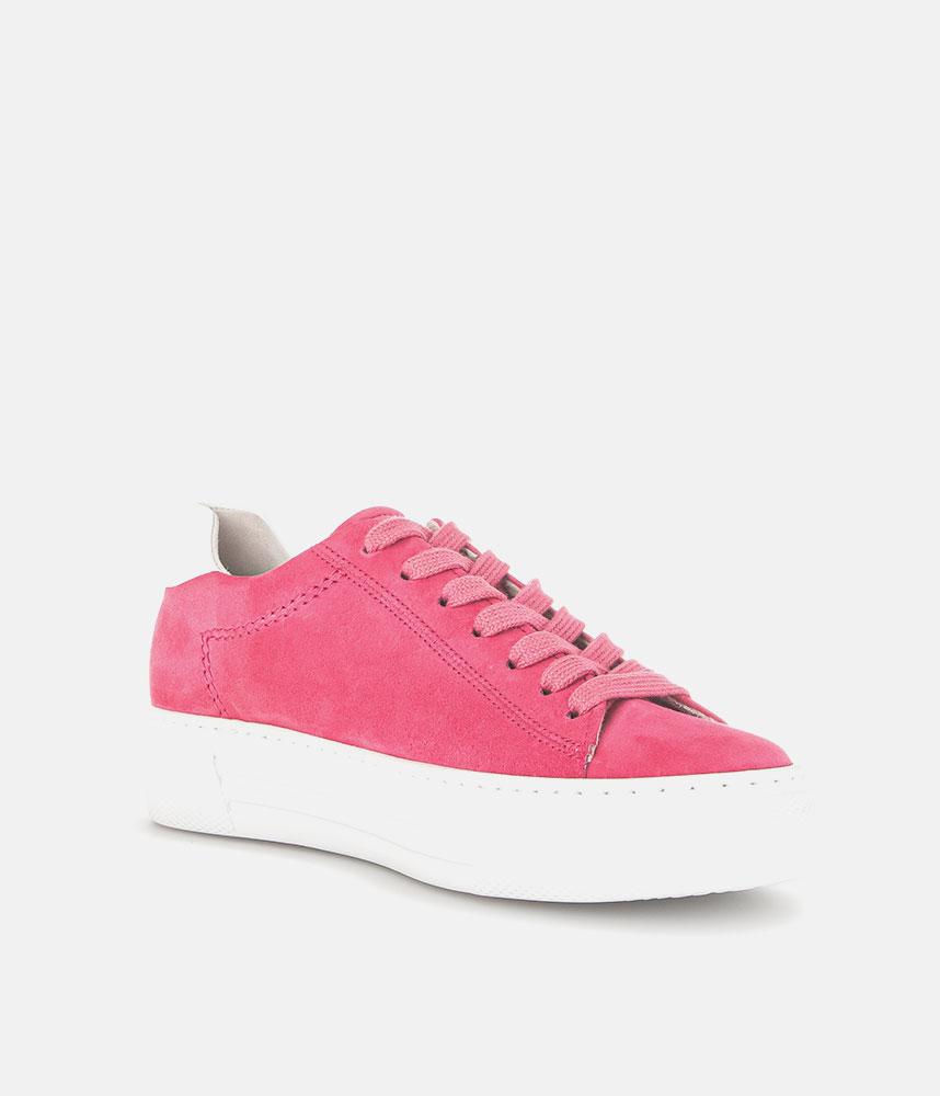 Gabor Trendy Pink Suede Platform Trainers