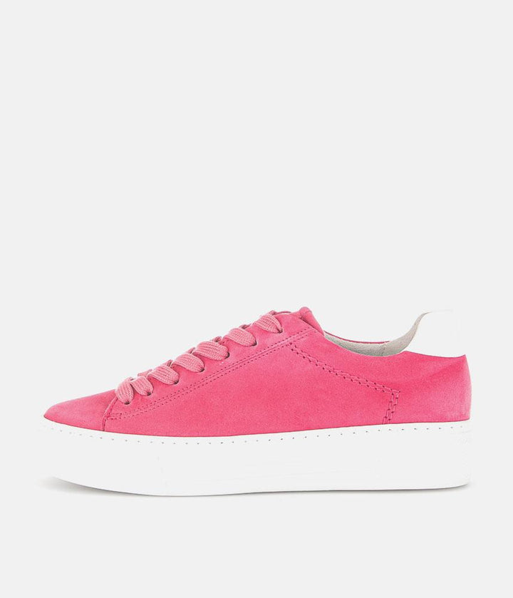 Gabor Trendy Pink Suede Platform Trainers