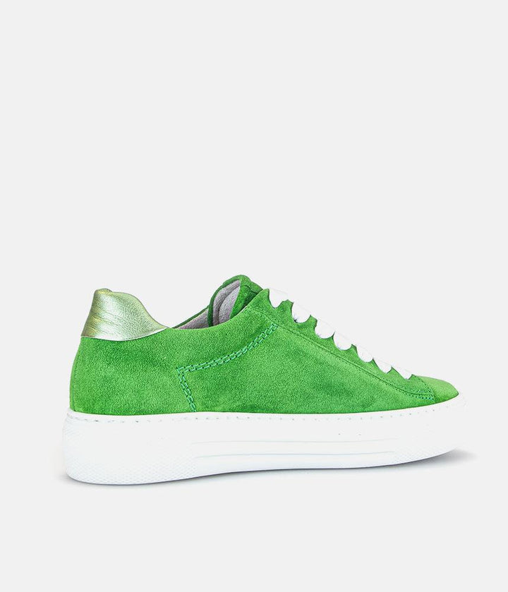 Gabor Trendy Green Suede Platform Trainers