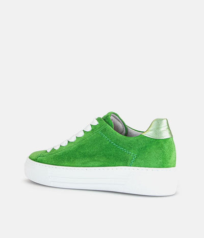 Gabor Trendy Green Suede Platform Trainers