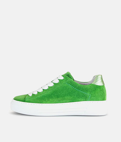 Gabor Trendy Green Suede Platform Trainers