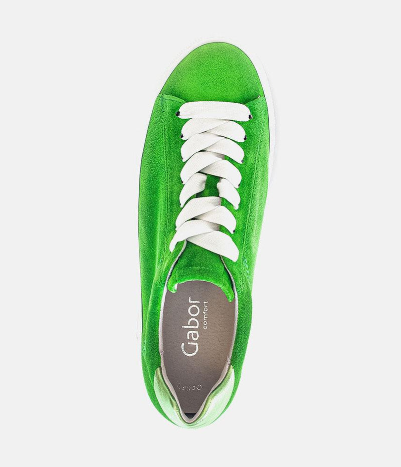 Gabor Trendy Green Suede Platform Trainers