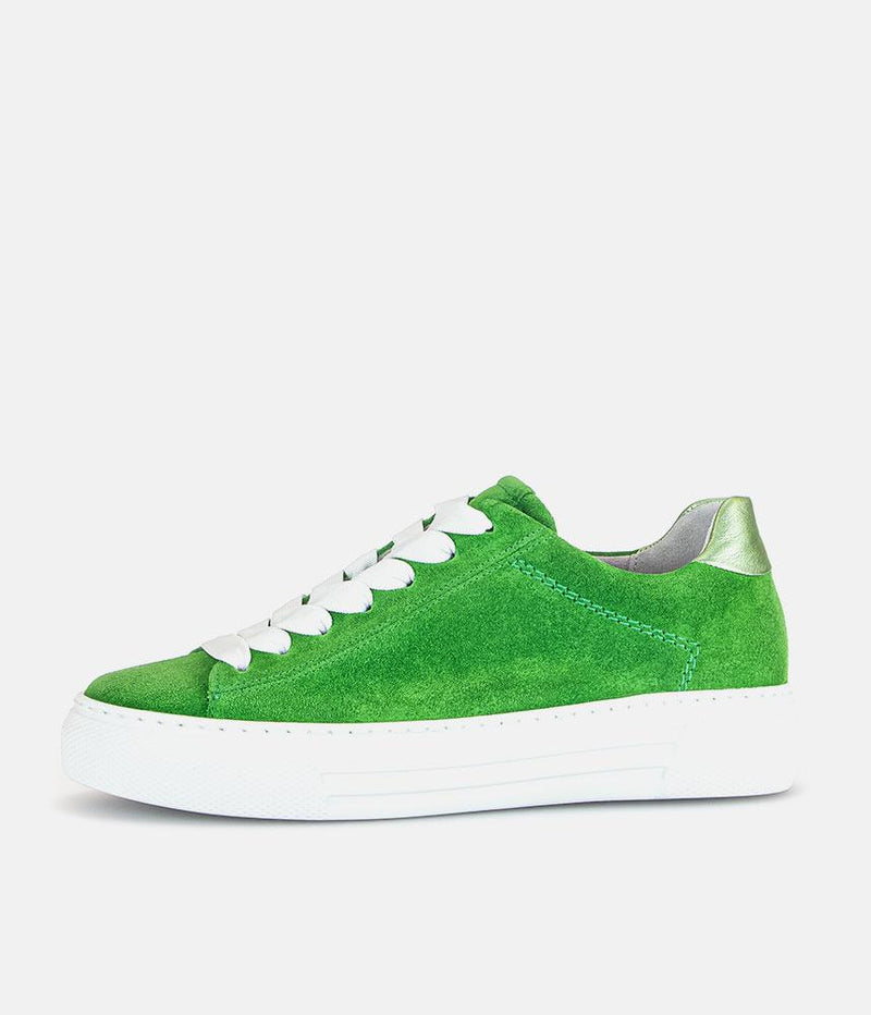 Gabor Trendy Green Suede Platform Trainers