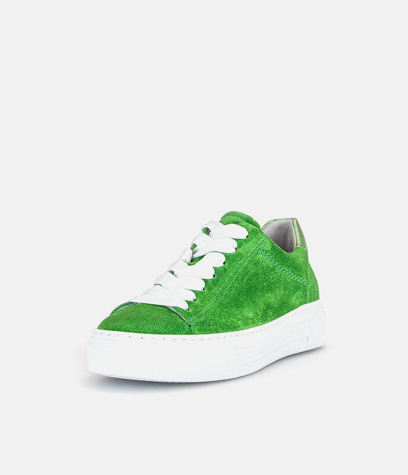 Gabor Trendy Green Suede Platform Trainers