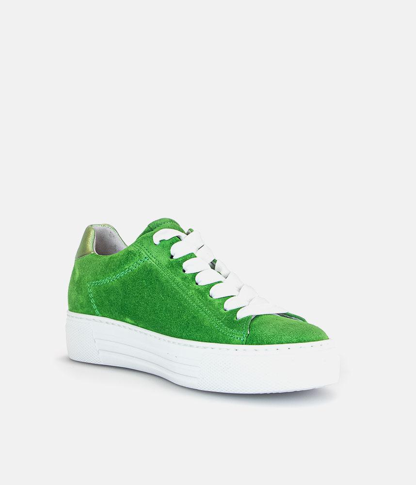 Gabor Trendy Green Suede Platform Trainers