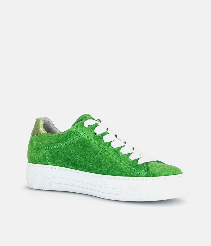 Gabor Trendy Green Suede Platform Trainers