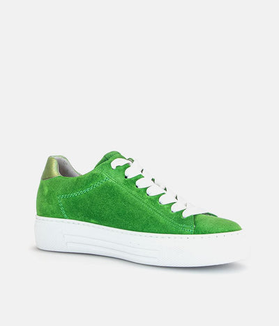 Gabor Trendy Green Suede Platform Trainers