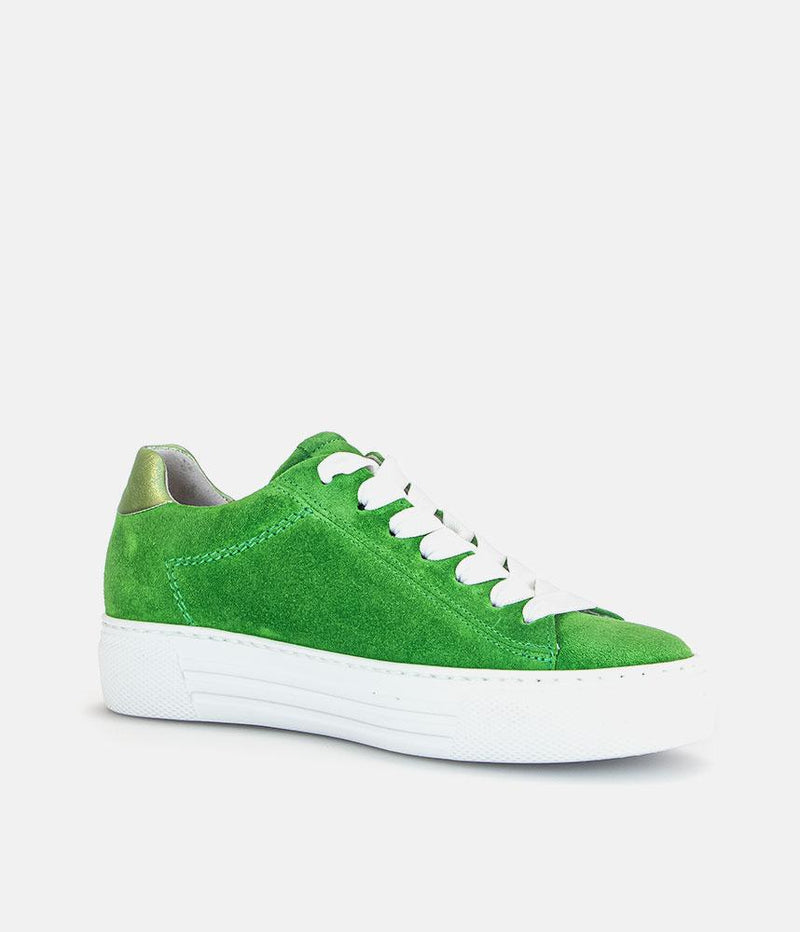 Gabor Trendy Green Suede Platform Trainers