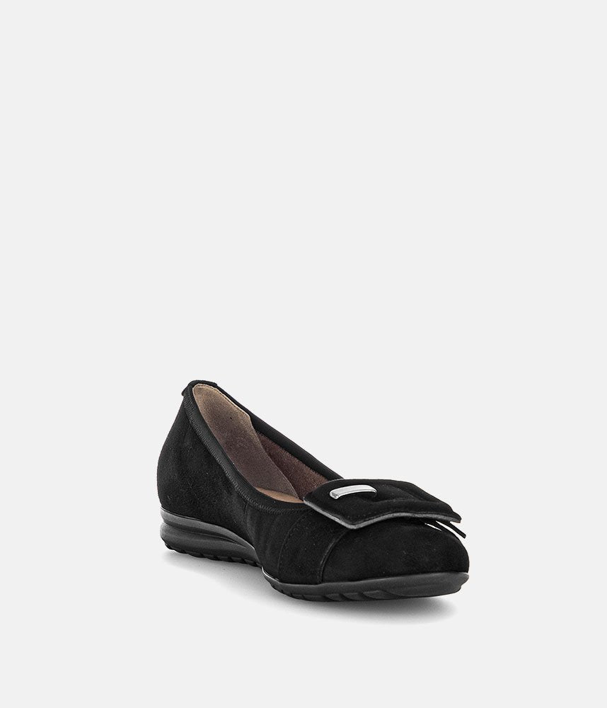 Gabor Plush Black Suede Flats