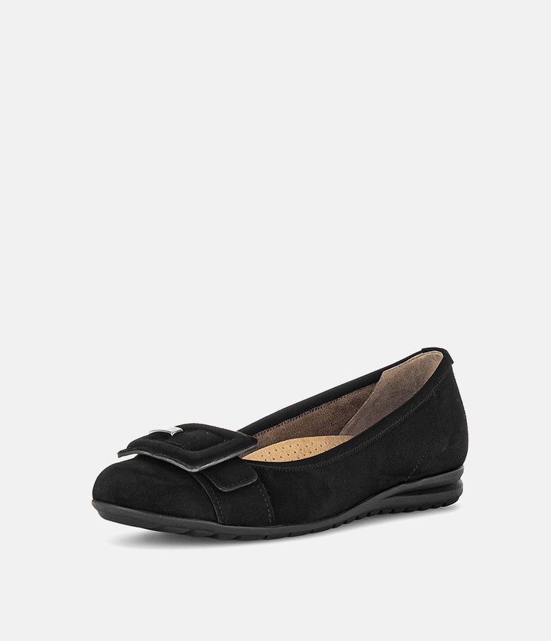 Gabor Plush Black Suede Flats