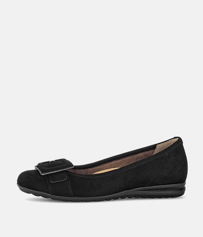 Gabor Plush Black Suede Flats