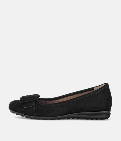 Gabor Plush Black Suede Flats