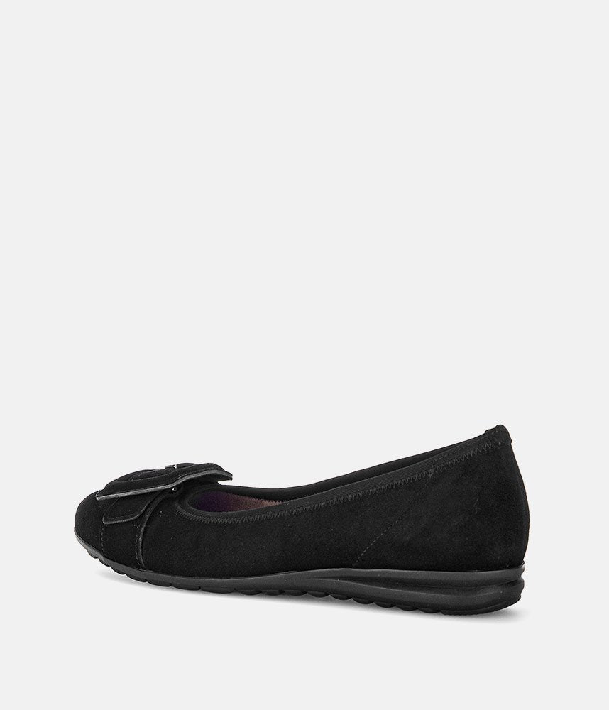 Gabor Plush Black Suede Flats