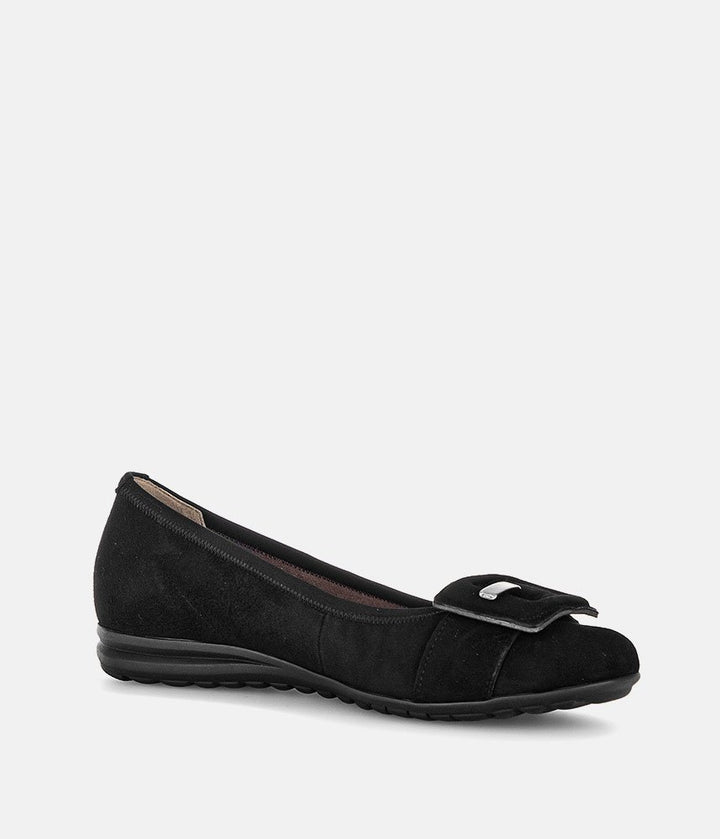 Gabor Plush Black Suede Flats