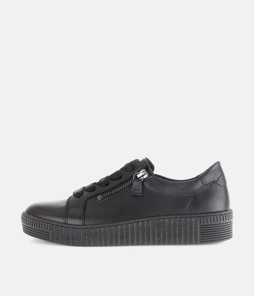 Gabor Low Top Black Leather Sneaker