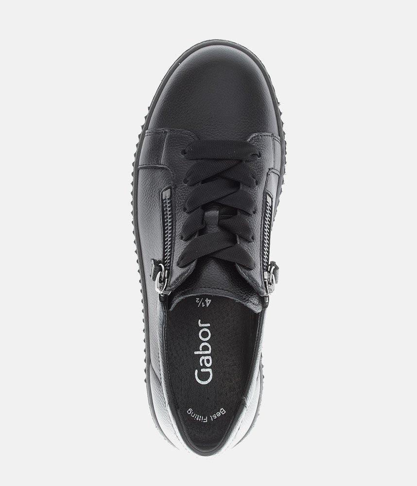 Gabor Low Top Black Leather Sneaker