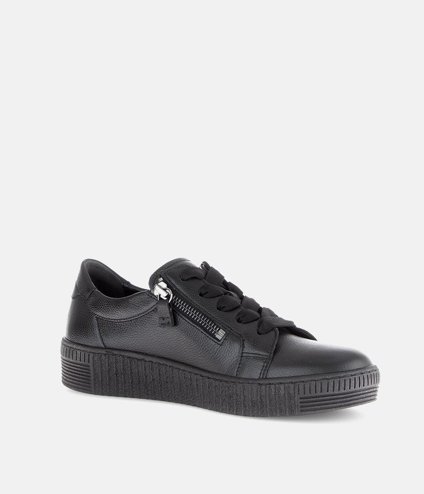 Gabor Low Top Black Leather Sneaker