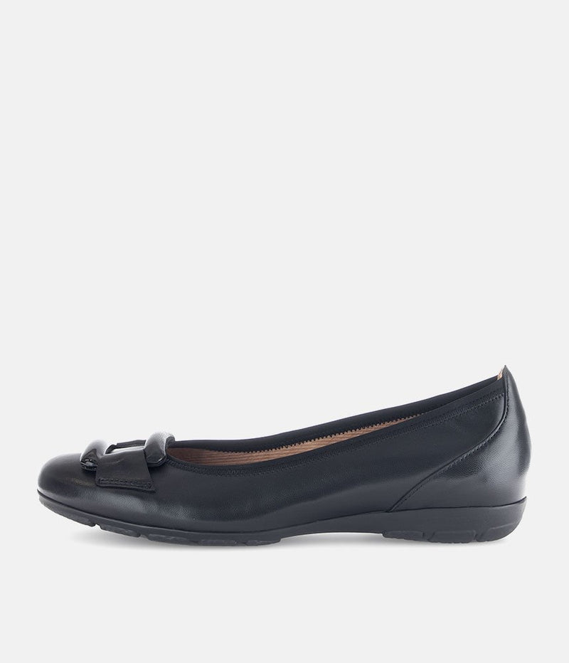 Gabor Stylish Black Buckle Flats