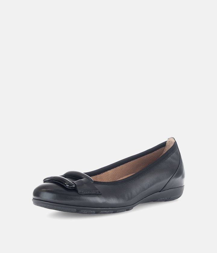 Gabor Stylish Black Buckle Flats