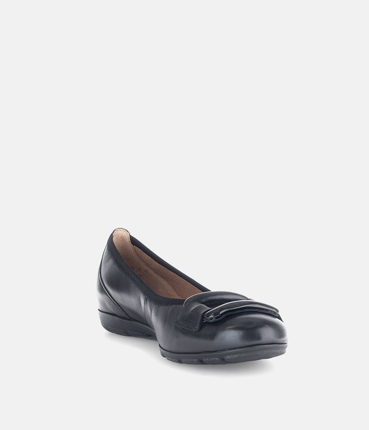 Gabor Stylish Black Buckle Flats