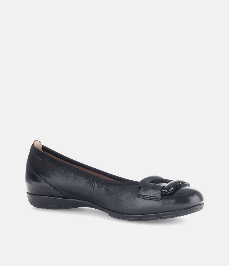 Gabor Stylish Black Buckle Flats