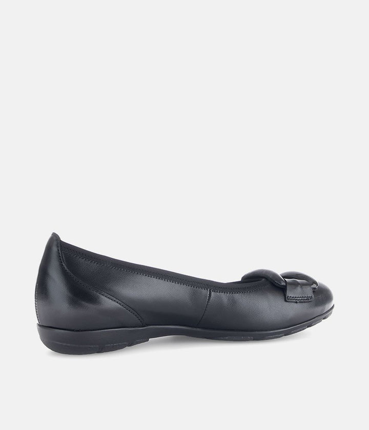 Gabor Stylish Black Buckle Flats