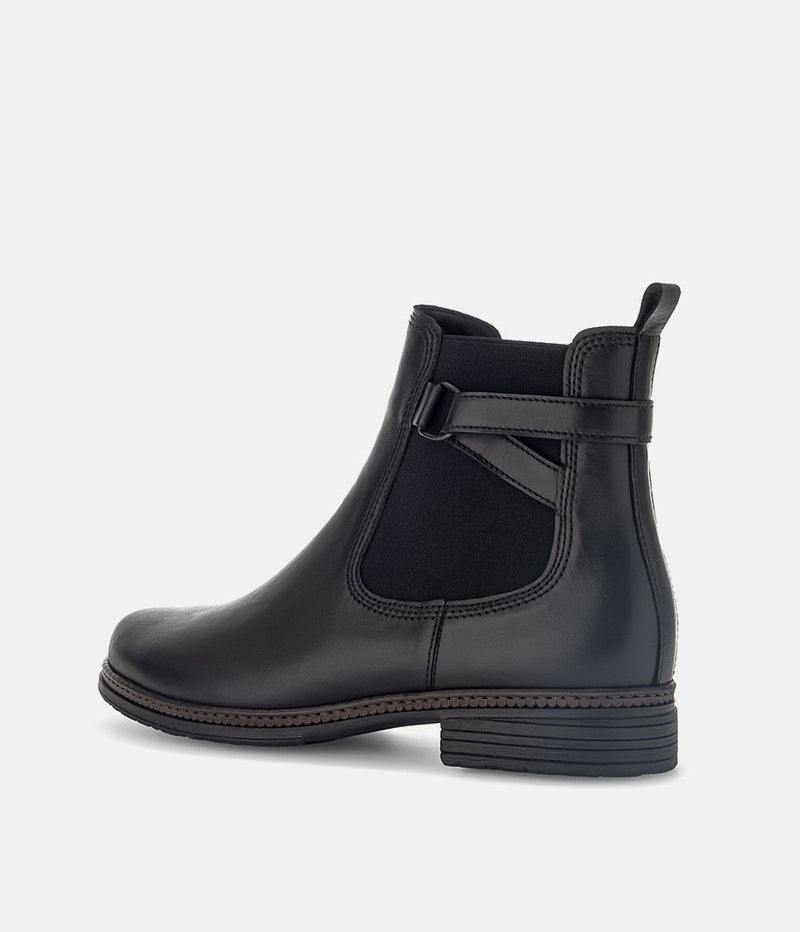 Gabor Premium Black Leather Chelsea Ankle Boots