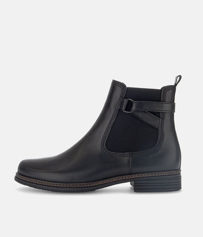 Gabor Premium Black Leather Chelsea Ankle Boots