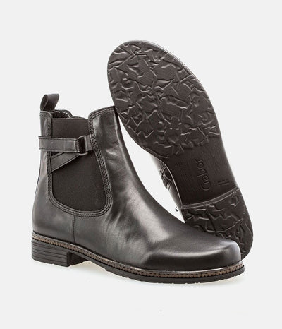 Gabor Premium Black Leather Chelsea Ankle Boots