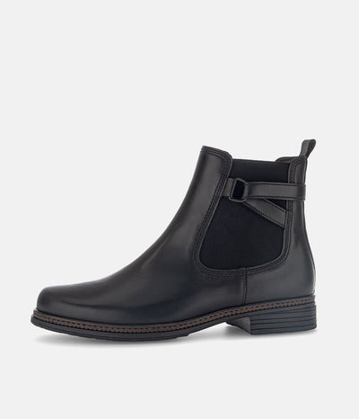 Gabor Premium Black Leather Chelsea Ankle Boots