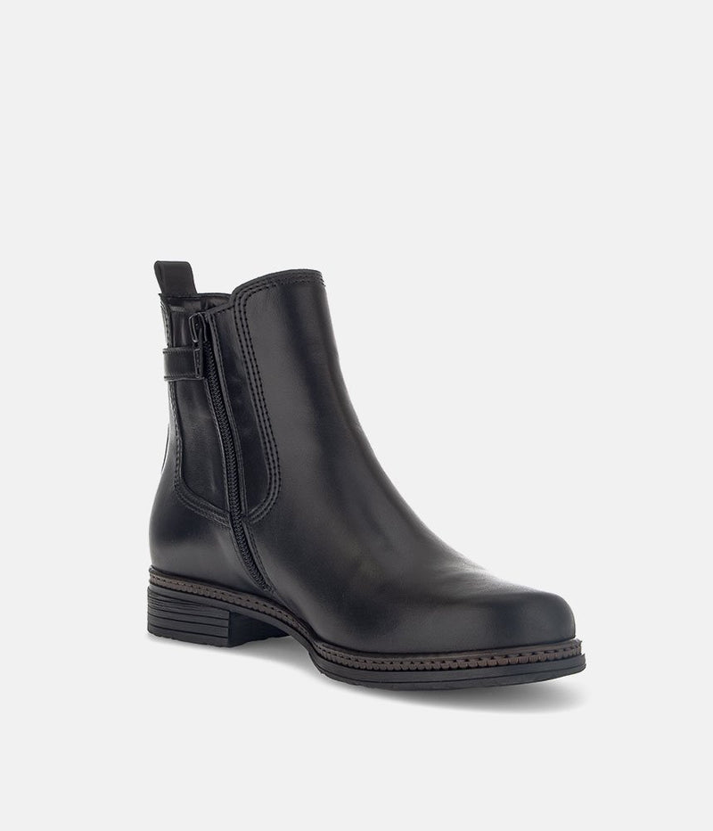 Gabor Premium Black Leather Chelsea Ankle Boots