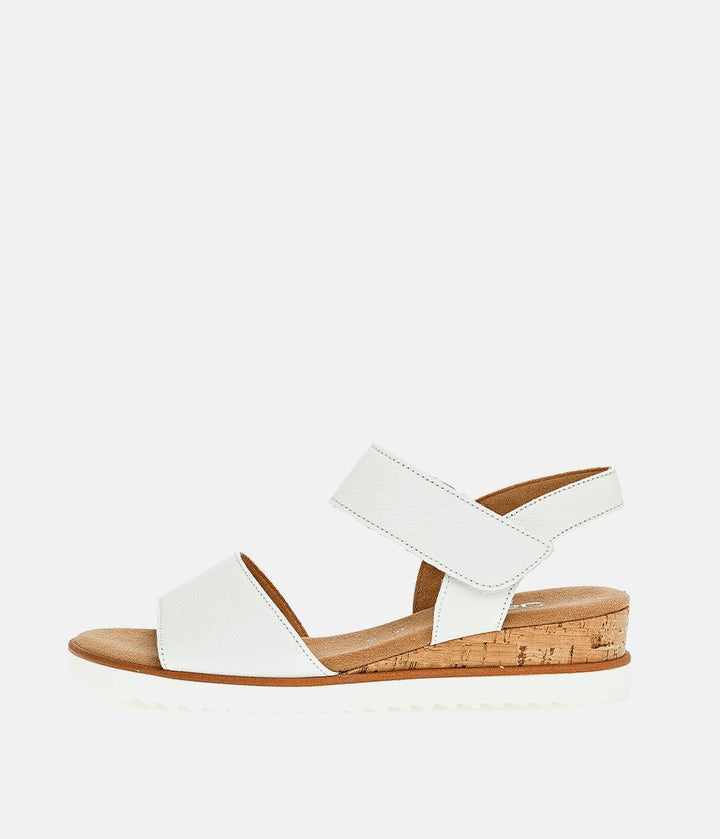 Gabor Stylish White Leather Wedge Sandals