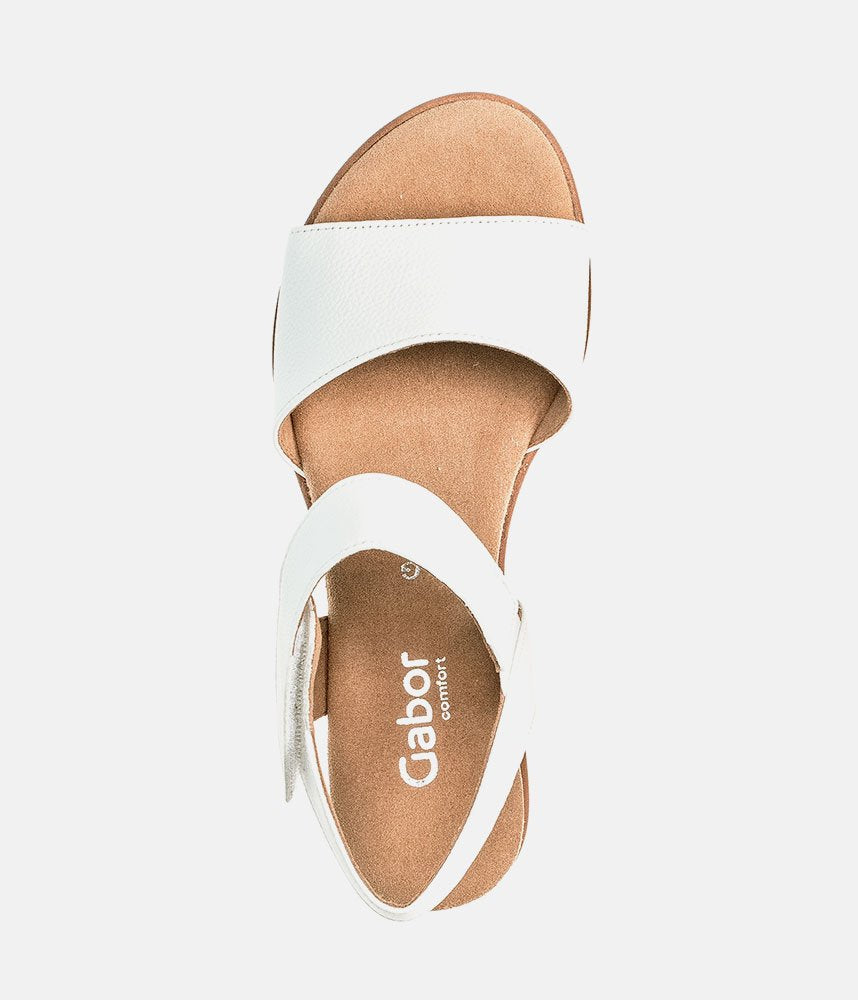 Gabor Stylish White Leather Wedge Sandals