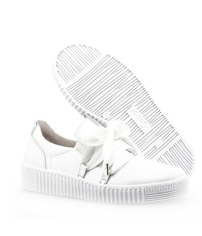 Gabor Glam White/Silver Slip On Trainer