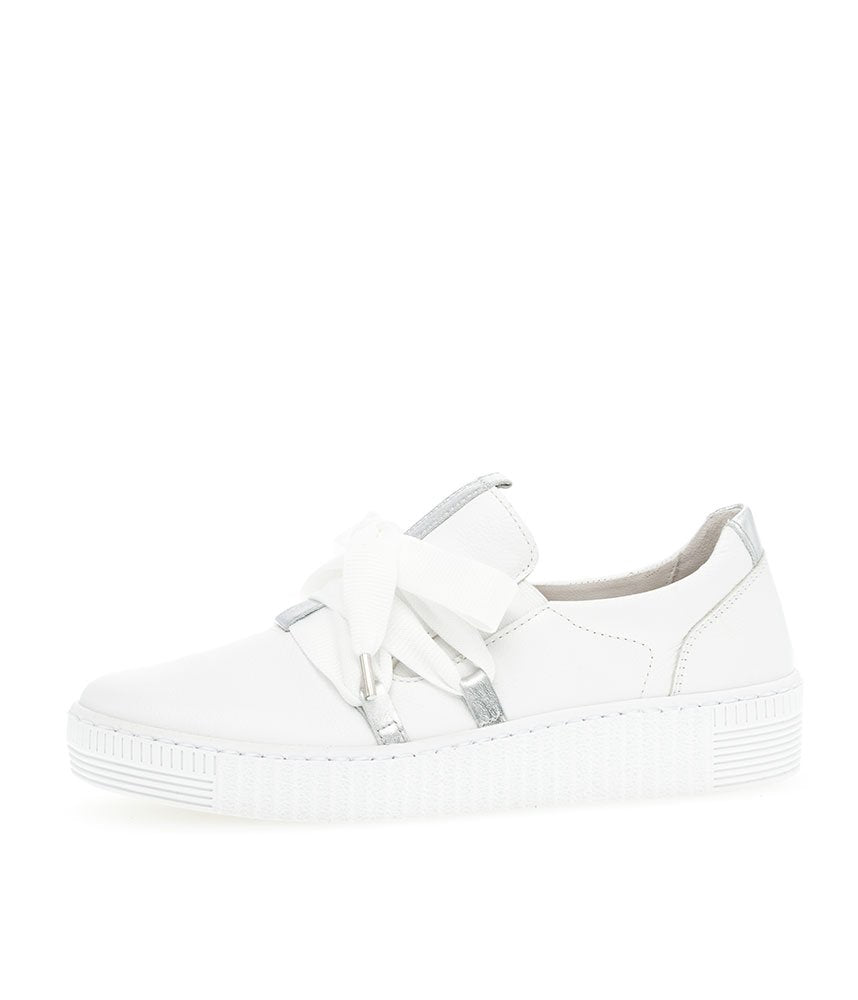 Gabor Glam White/Silver Slip On Trainer