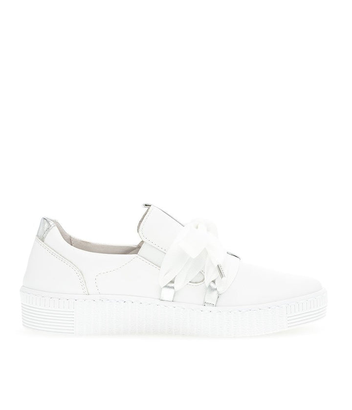 Gabor Glam White/Silver Slip On Trainer