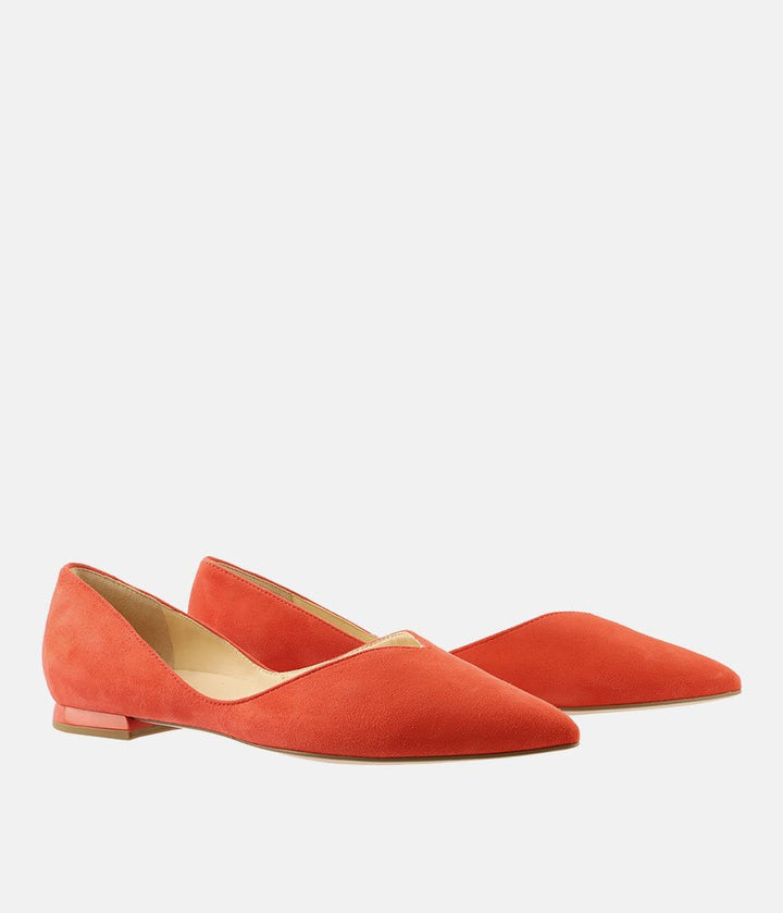 Hogl Chic Sunburst Coral Suede Flats