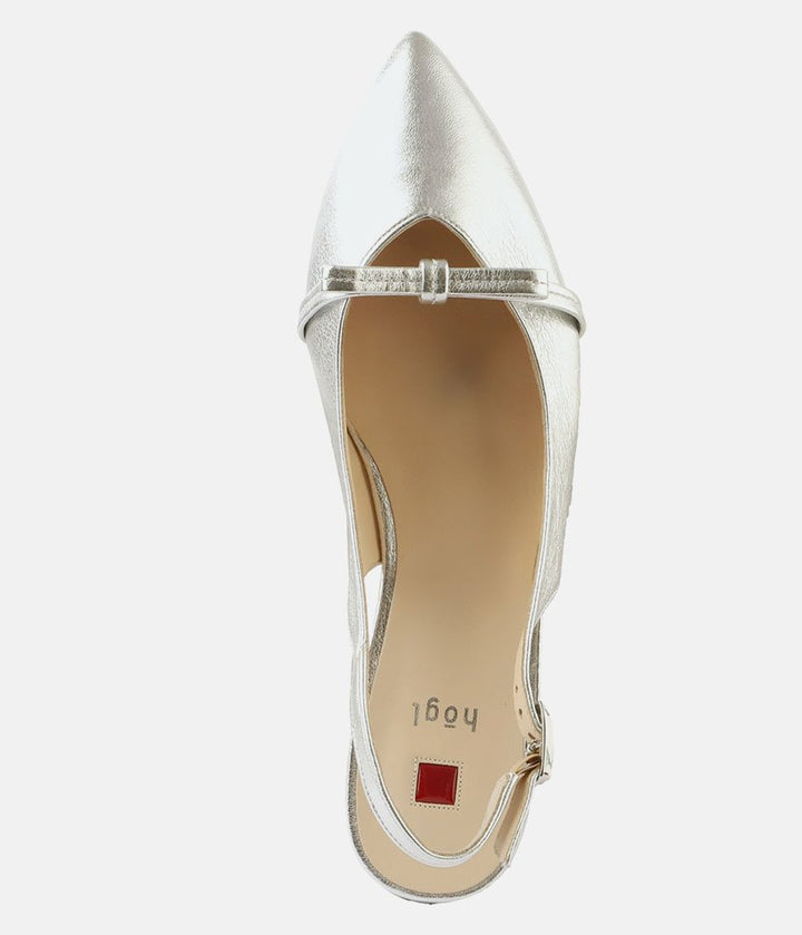 Hogl Luxurious Metallic Silver Slingbacks